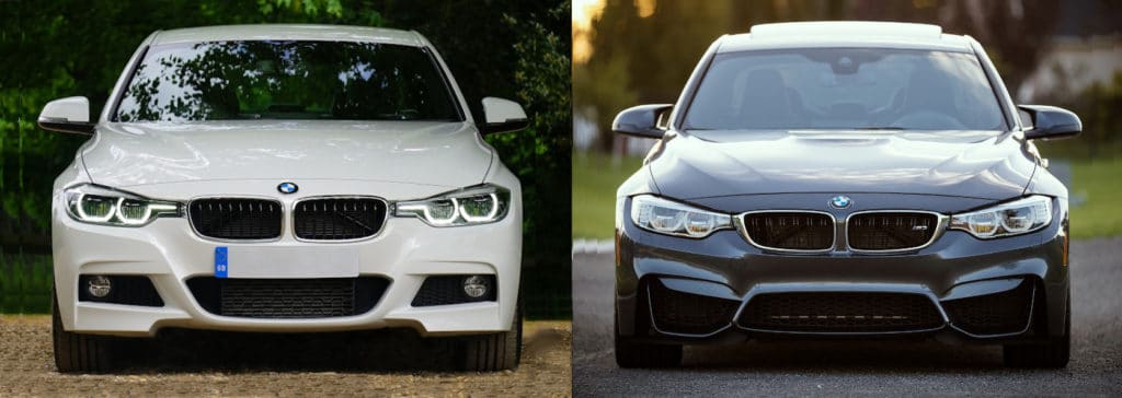 Weißer und schwarzer BMW im Größenvergleich, welche Farbe lässt Auto größer erscheinen?