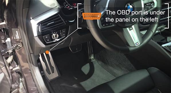 Where is the OBD2 port in my BMW 5 G30 G31