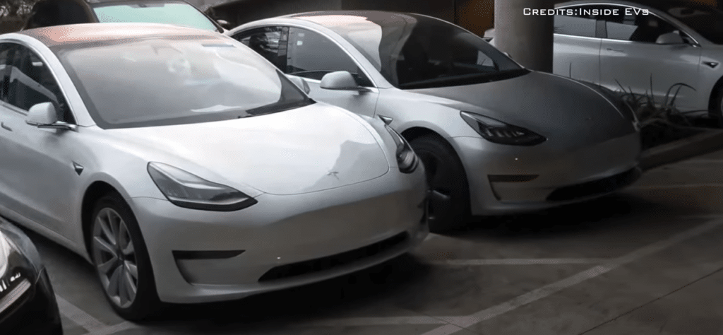 Tesla Model S parked with battery drained