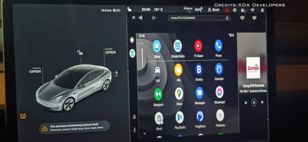 A Tesla Model S with energy saving settings