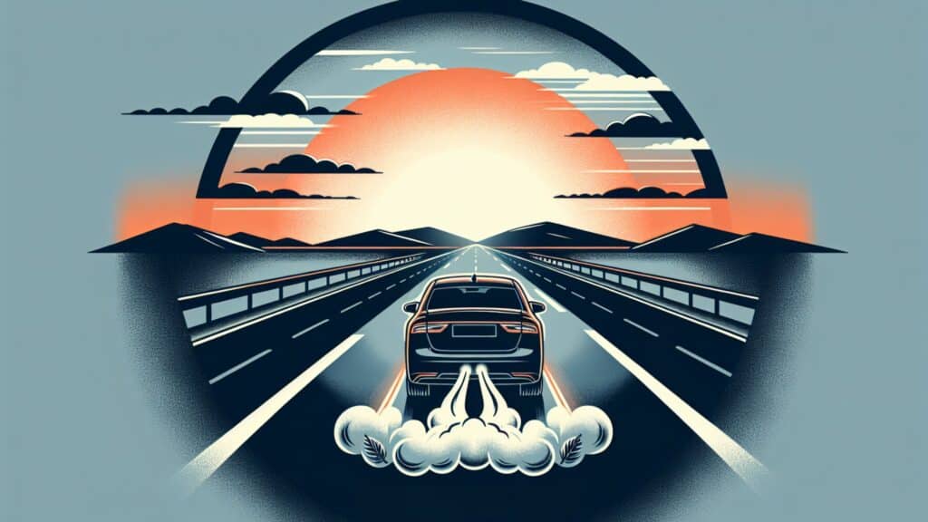 Illustration of a car driving on a highway